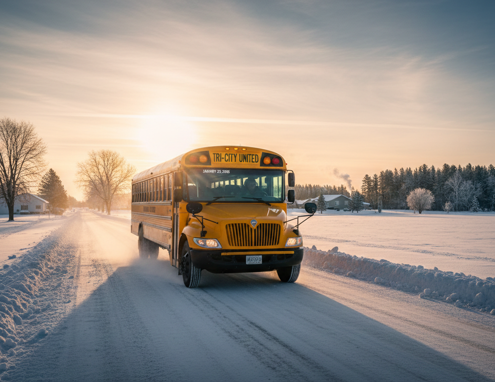 image of bus in snow